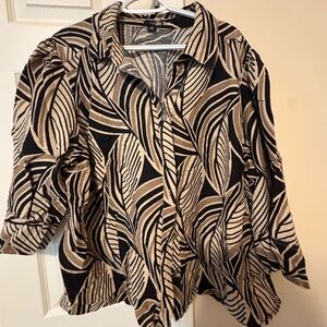 East 5th Black and Tan Leaf Pattern Blouse